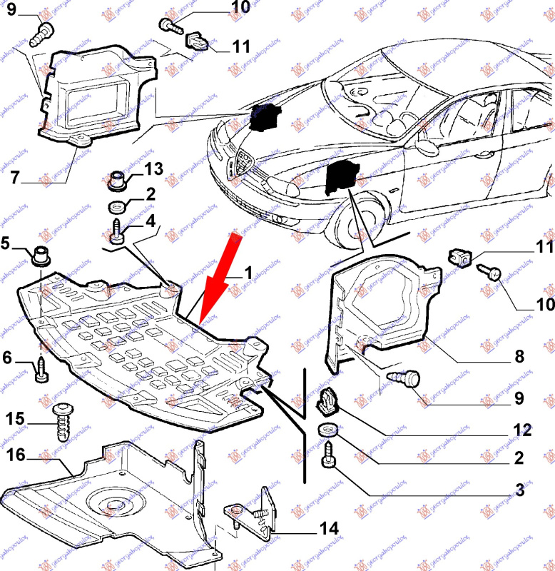 Mbrojtje/kapak nën motor dizel