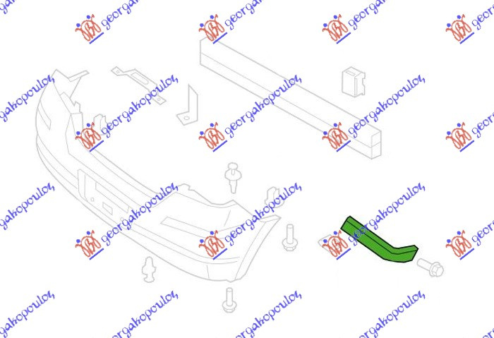 Shtërngues/mbajtës në parakolpin e pasëm plastik (5 dyerë)