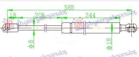 Amortizues (një) për kofano (587,5L-590N)
