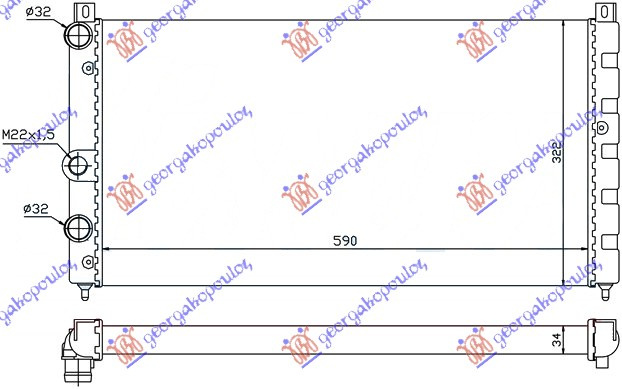 Radiator për motor 1.6i 8V-1,9D (59x32)