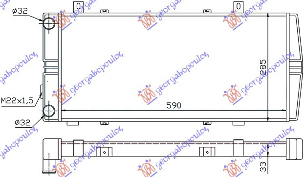 Radiator për motor 1.6 (59x28)