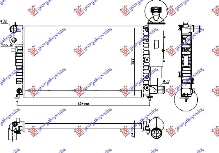 Radiator për motor xN/xR (53x32) RALLY