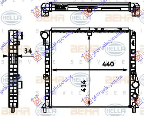 Radiator për motor 1,6-1,8 & T. (me/pa kondicioner) (44x41) (VALEO)