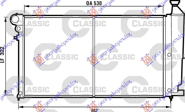 Radiator për motor xN/xR (530x322) RALLY (VALEO CLASSIC)
