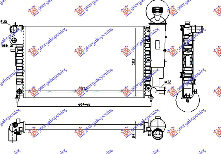 Radiator për motor xN/xR (53x32) RALLY (MAHLE BEHR)