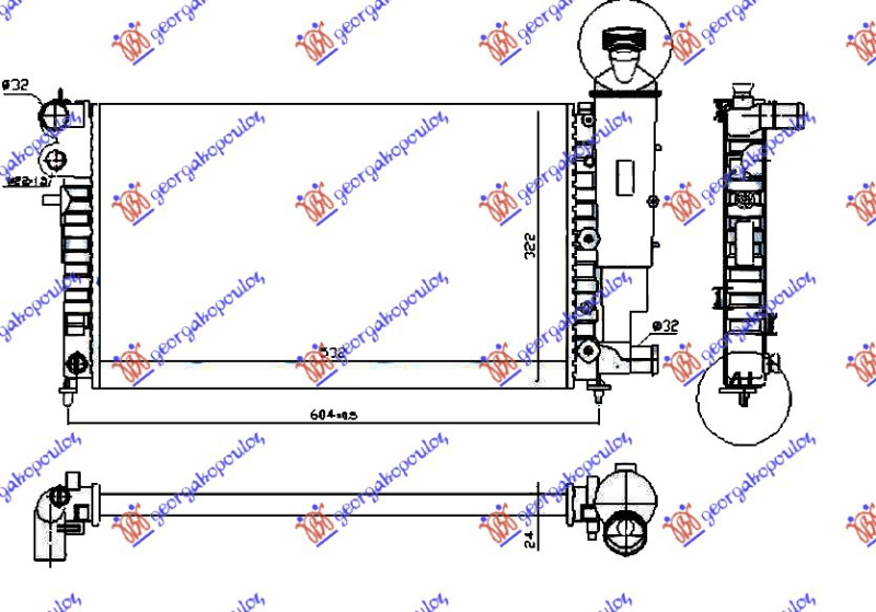 Radiator për motor xN/xR (53x32) RALLY (MAHLE BEHR)