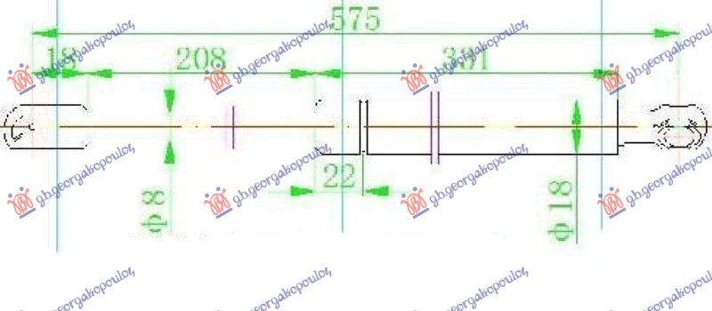 Amortizues (një) për derën e bagazhit (577L-530N)