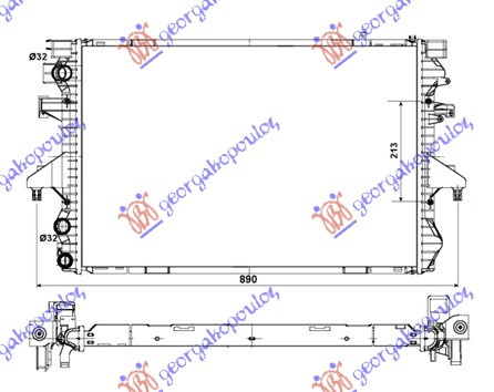 Radiator për motor 2.0-3.2 benzinë - 1.9 TDi dizel (fletë metali) (marsh manual/automatik) (710x470) (KOYO)