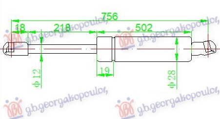 Amortizues (një) për derën e bagazhit (755L-970N)