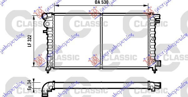 Radiator për motor 1,5 dizel (53x29,7) (VALEO CLASSIC)