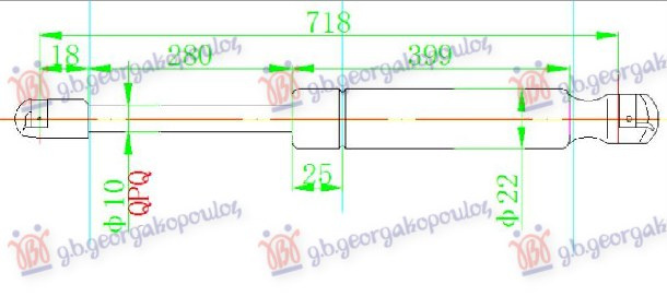 Amortizues (një) për derën e bagazhit (719L-870N)