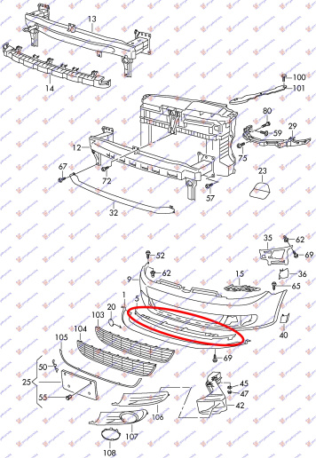 Mbajtës për spoilerin e përparmë GTI/R-LINE