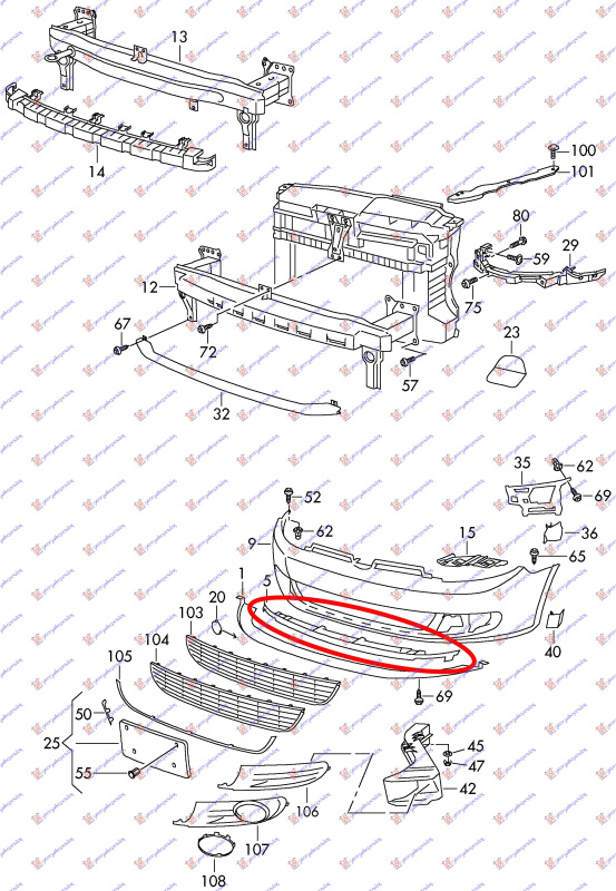 Mbajtës për spoilerin e përparmë GTI/R-LINE