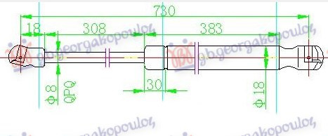 Amortizues (një) për kofano (728L-265N)