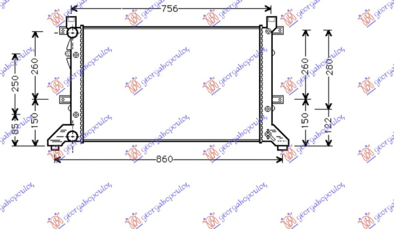 Radiator për motor 2.3 benzinë/2.5-2.8 TDI (marsh manual) (67.9x39.9x2.6)
