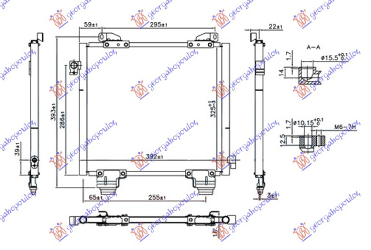Radiator i kondicionerit 1.1i16V (355x330x16)