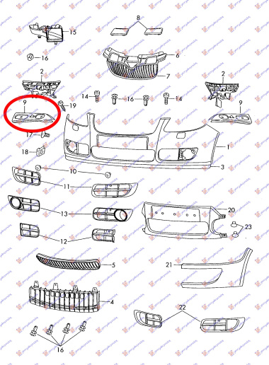 Shtërngues/mbajtës në parakolpin e përparmë metal