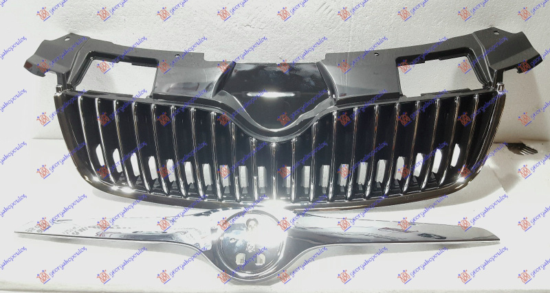 Maskë pvc/grilë me ngjyrë të zezë/krom komplet (me shirit kofano)