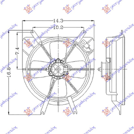 Ventilator për radiator me motor komplet