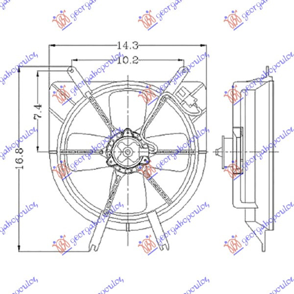 Ventilator për radiator me motor komplet