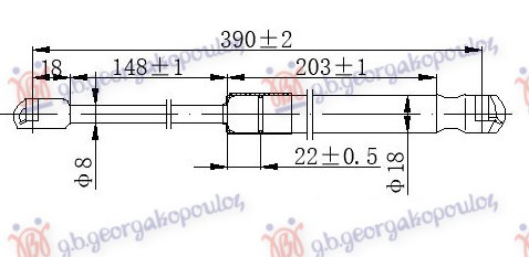 Amortizues (një) për derën e bagazhit karavan (390L-800N)