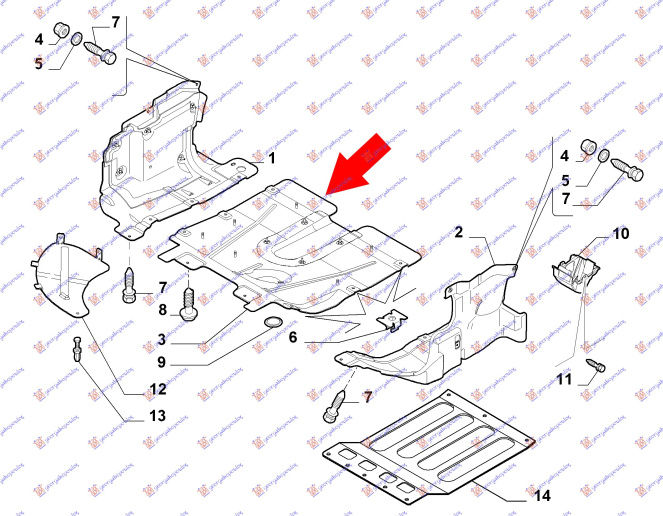 Mbrojtje/kapak nën motor