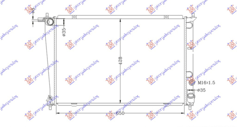 Radiator për motor 2.4ICC 8V (me/pa kondicioner) (65x44,5)