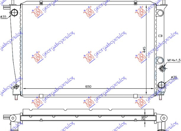 Radiator për motor 2.5CCTD (me/pa kondicioner) (65x44.5)