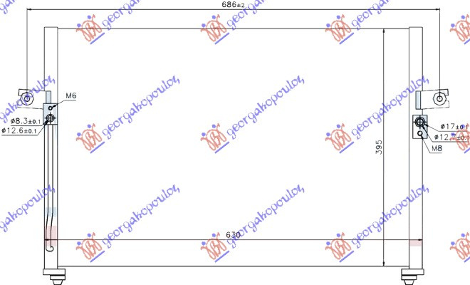 Radiator i kondicionerit 2.4 PET-2.5 dizel (58.8x39.4x22)