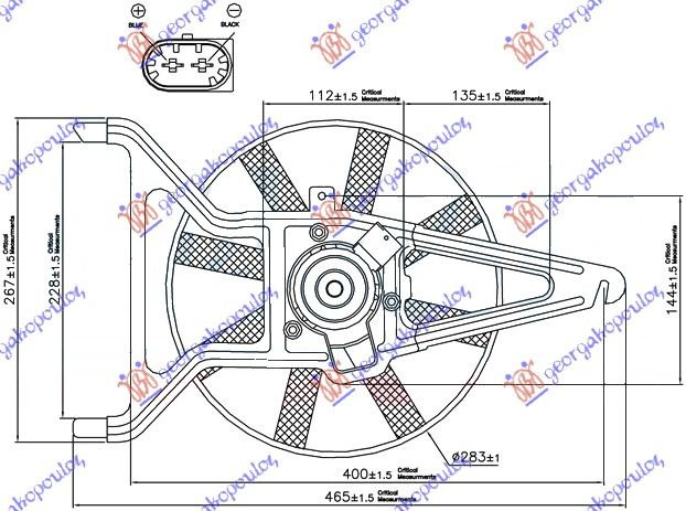 Ventilator për radiator me motor komplet (pa kondicioner) benzinë