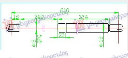 Amortizues (një) për derën e bagazhit (611L-355N)