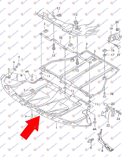 Mbrojtje/kapak nën motor TDI