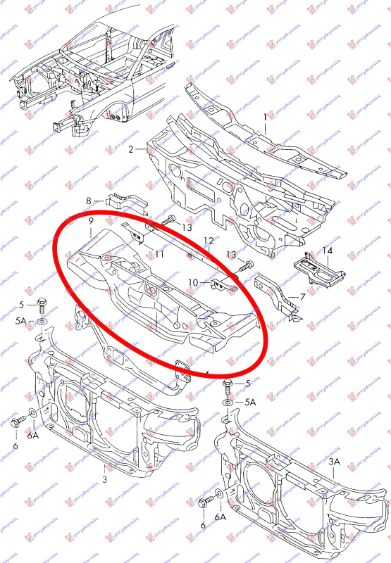 Mbajtës për motor e poshtme