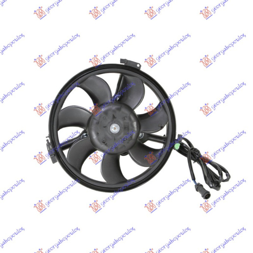 Ventilator për radiatorpër motor (Motor + helikë + база) (280mm) (lidhës elektriki rrumbullakët)