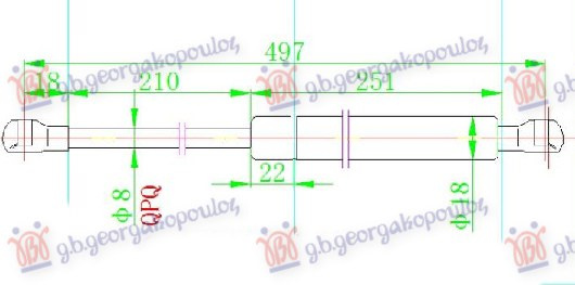 Amortizues (një) për derën e bagazhit (495L-610N)