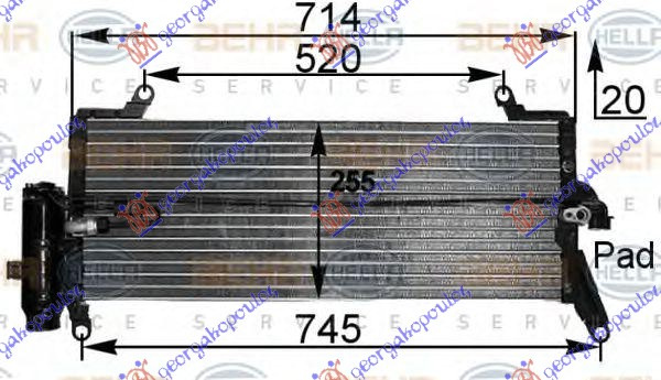 Radiator i kondicionerit 1.1i-1.2i8V-1.4i16V (71.5x25