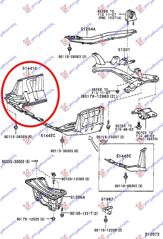 Mbrojtje/kapak nën motor plastik
