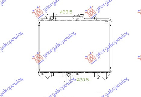 Radiator për motor 1.3-1.6 benzinë (me kondicioner) (35x60,2x27)