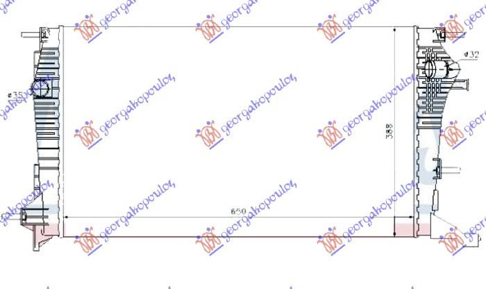 Radiator për motor 2.0 16V/TCE benzinë - 1.9-2.0 dCi dizel (650x390x26)