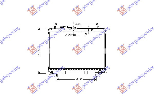 Radiator për motor 1.3cc 16V (me/pa kondicioner) -00 (42,5x57)