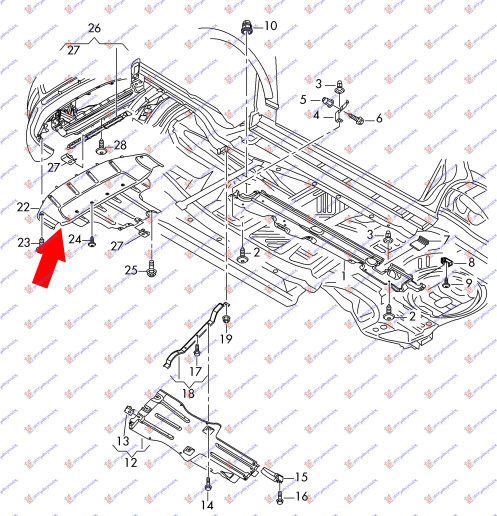 Mbrojtje/kapak nën motor