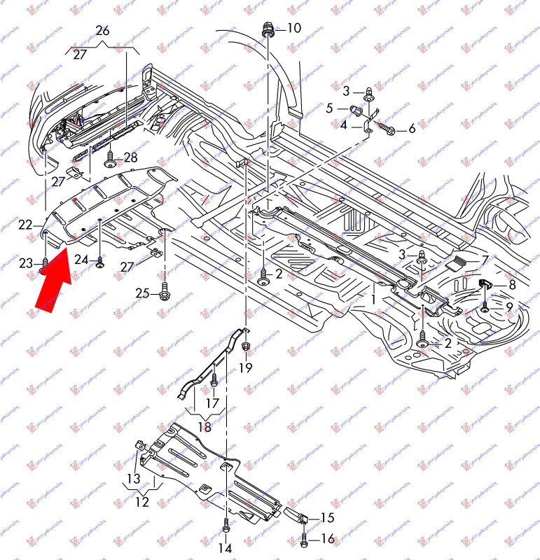 Mbrojtje/kapak nën motor