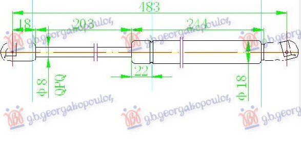 Amortizues (një) për kofano (485L-170N)