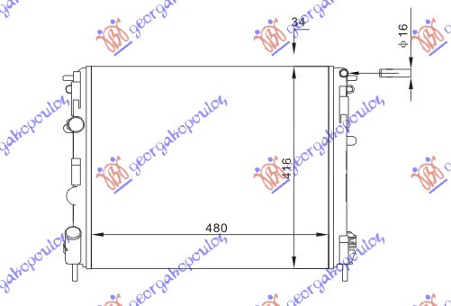 Radiator për motor benzinë/dizel (48x41) pa pompë/me tuba
