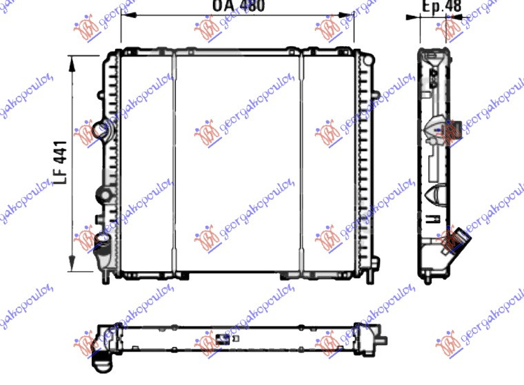 Radiator për motor dizel (48x44x47) (NISSENS)