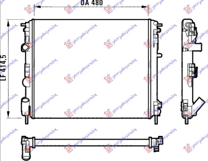 Radiator për motor benzinë/dizel (48x41) pa pompë/me tuba (VALEO CLASSIC)