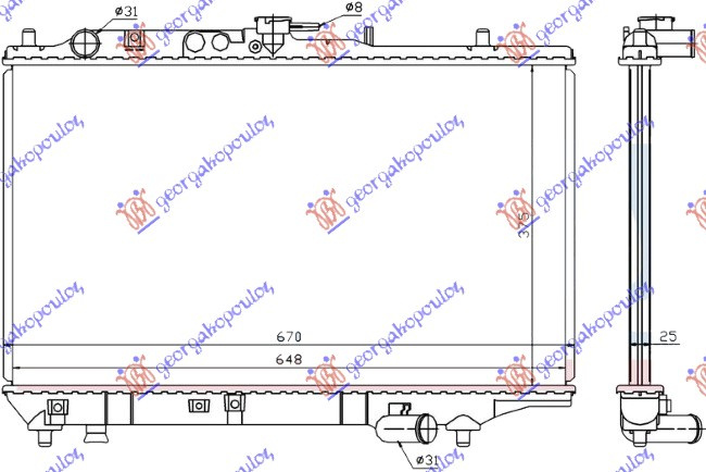Radiator për motor benzinë (37,5x64)