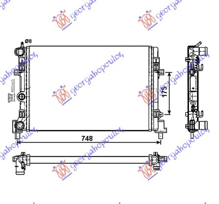 Radiator për motor 1.2TSI-1.6i 16V/1.2TDi-1.6TDi (65x34)