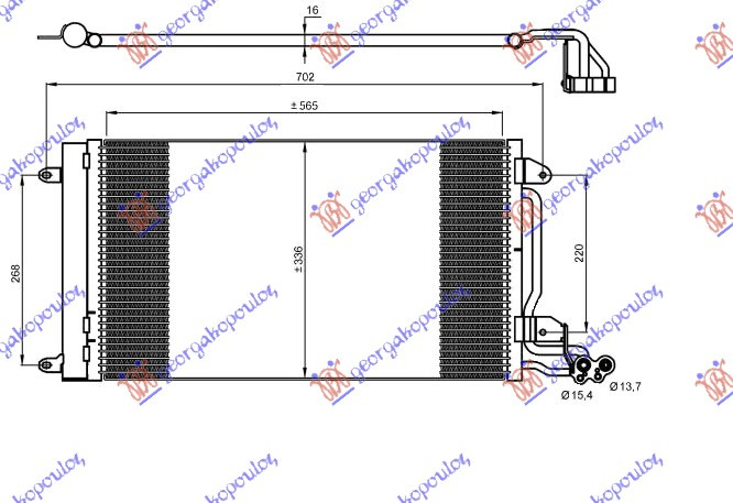 Radiator për kondicioner benzinë - dizel (580x350x16) (MAHLE BEHR)