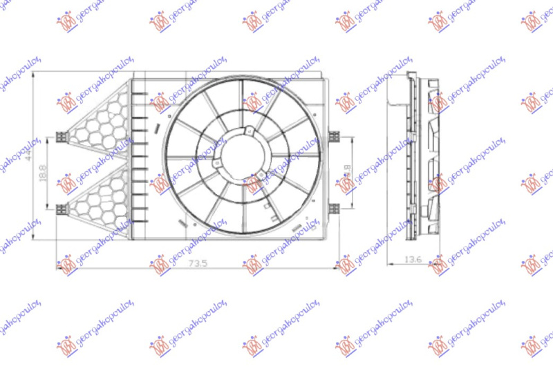 Difuzor për ventilator (1.2TSI/1.6 16V/1.2-1.6TDI)